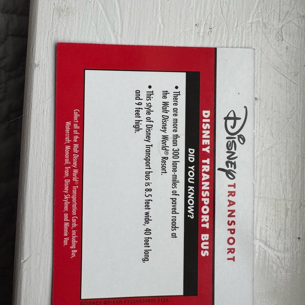 Disney Transport Bus Information Sign - Red and White